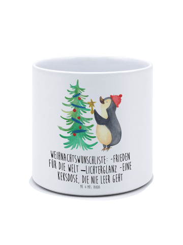 Mr. & Mrs. Panda XL Blumentopf Pinguin Weihnachtsbaum mit Spruch in Weiß