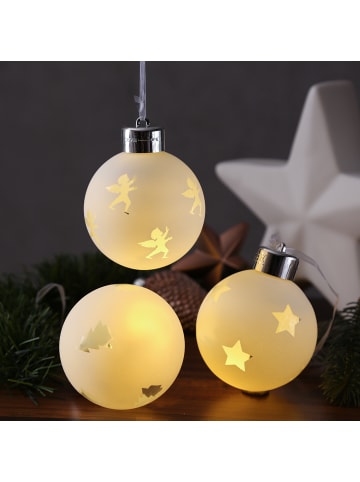 MARELIDA 3er Set LED Weihnachtsbaumkugeln Glas mit Fernbedienung