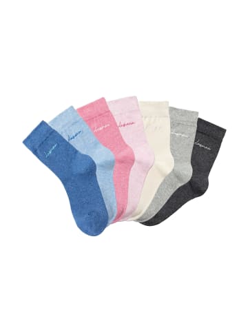 LASCANA Basicsocken in jeans-meliert, grau-meliert, rosa-meliert, ecru