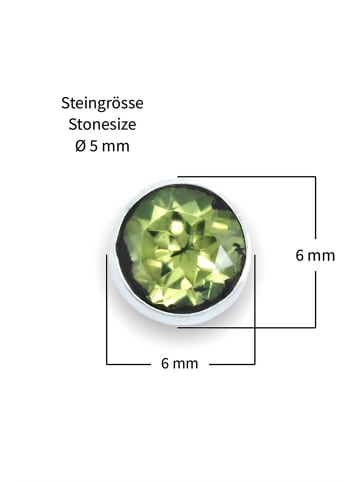 mantraroma 925er Silber - Ohrstecker (L) 6 x (B) 6 mm mit Peridot facettiert