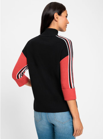 Heine 3/4 Arm-Pullover in schwarz-erdbeere-gemustert