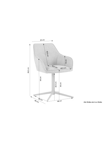 byLiving 2er-Set: Stuhl OTTAWA in grau - B 62, H84,5, T 58 cm