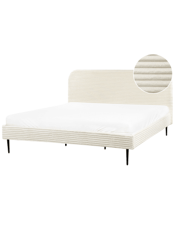 Beliani Doppelbett FLAYAT in Weiß/Schwarz - (W) 193 x (H) 109 x (L) 215 cm