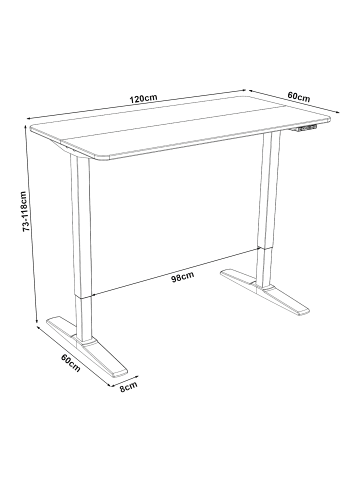 pro.tec Höhenverstellbarer Tisch Kento in Weiß (L)120cm