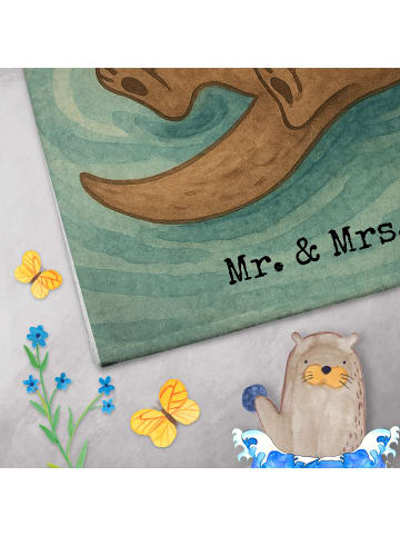 Mr. & Mrs. Panda Gästehandtuch Otter Muschel Design mit Spruch in Weiß