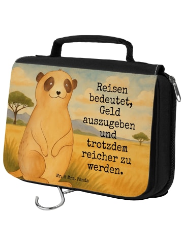 Mr. & Mrs. Panda Kulturtasche Erdmännchen Design mit Spruch in Weiß