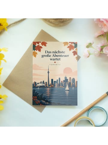 Klappkarte Skyline inspirierend Design mit Spruch in Weiß