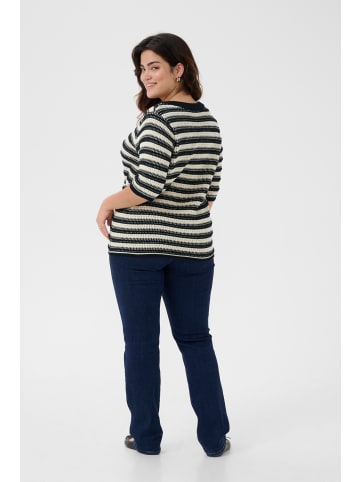 KAFFE curve Strickpullover KCstina in Turtledove/Black Stripe