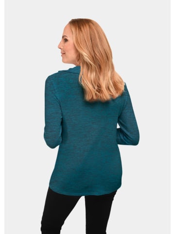 GOLDNER Kurzgröße:  Flauschiges Troyer- Shirt in dunkelpetrol / melange