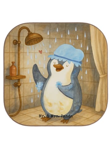 Mr. & Mrs. Panda Untersetzer für Gläser Pinguin Duschen Design o... in Weiß
