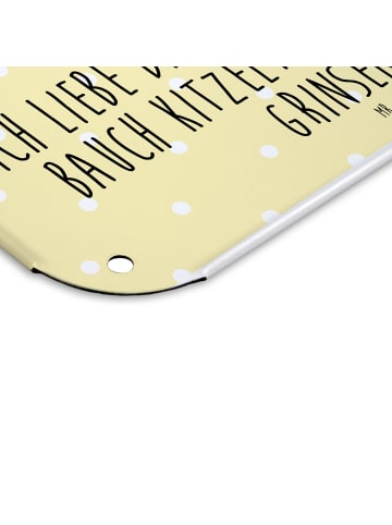 Mr. & Mrs. Panda Schild Robbe Liegen mit Spruch in Gelb Pastell