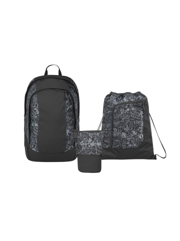 Satch Schulrucksack-Set AIR "Street Ink" 3-tlg. in Schwarz