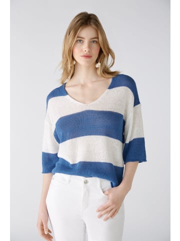 Oui Pullover Leinen-Viskosemischung in blue white