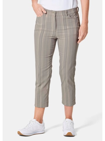 GOLDNER Kurzgröße:  Verkürzte Strukturhose in elastischer Ware in zement