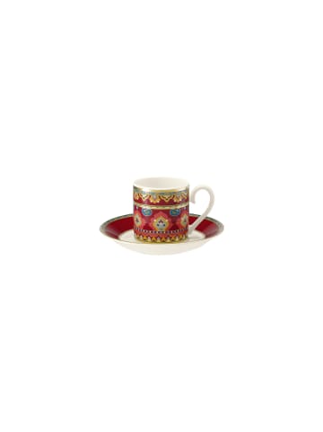 Villeroy & Boch 2er Set Espressotasse mit Untertasse Samarkand Rubin 50 ml in bunt