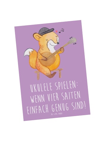 Mr. & Mrs. Panda Postkarte Ukulele Freude mit Spruch in Lavendeltraum