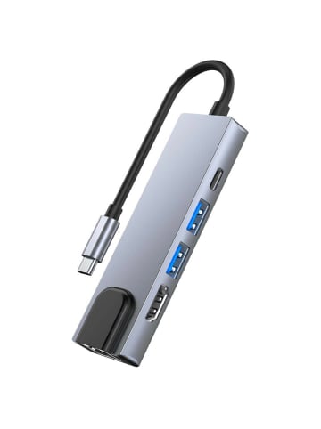 TechProtect 5in1 Multifunktionsadapter V3 USB-C – USB-A / USB-C / HDMI / in Grau