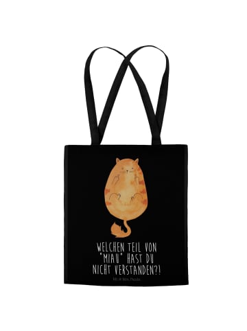 Mr. & Mrs. Panda Shopping Tasche Katze Mittelfinger mit Spruch in Schwarz