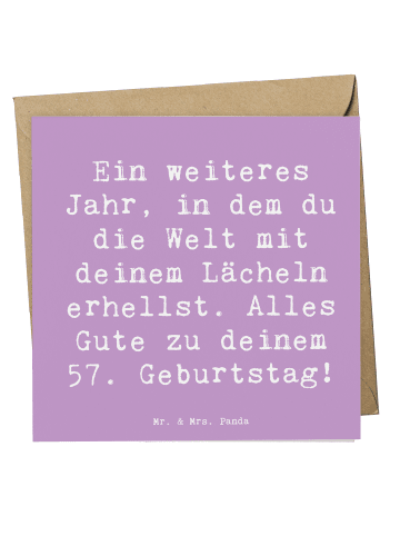 Mr. & Mrs. Panda Deluxe Karte 57. Geburtstag Lächeln mit Spruch in Lavendeltraum