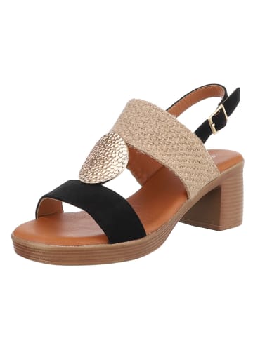 Ital-Design High-Heel Sandalette in Schwarz und Beige