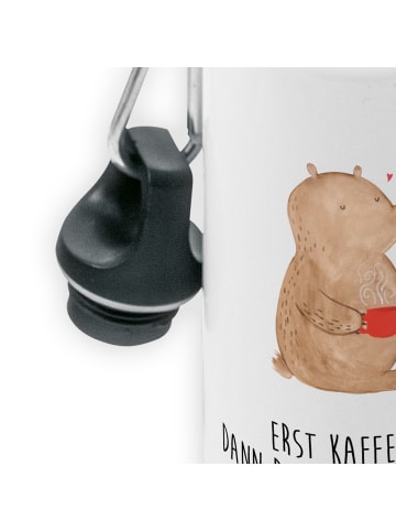 Mr. & Mrs. Panda Kindertrinkflasche Bär Kaffee mit Spruch in Weiß