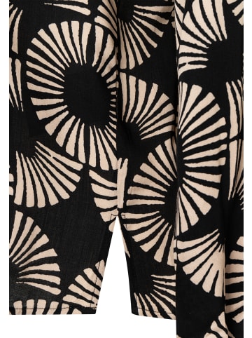 More & More fließende Viskosebluse mit Print in black/beige