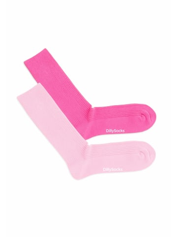 DillySocks 2er-Pack Socken Premium Ribbed Collection in Splash Pink - Piggy Pink