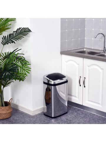 HOMCOM Sensor Mülleimer-L33 x B25 x H58 cm-Silber