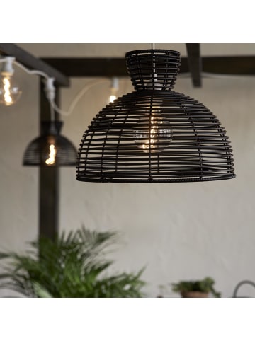 STAR Trading Outdoor Lampenschirm ,Runde, aus Kunst-Rattan, schwarz, E27, Ø 37,5cm