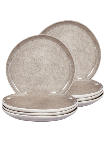 Beliani 8er-Set Teller und Schüsseln COSTMARY in Grau