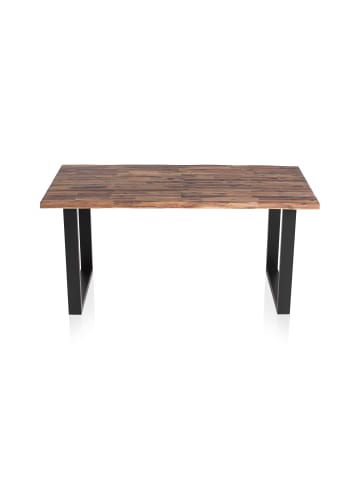 SalesFever Esstisch 200x100 cm aus Massivholz Akazie Balkenoptik und U-Gestell in Schwarz