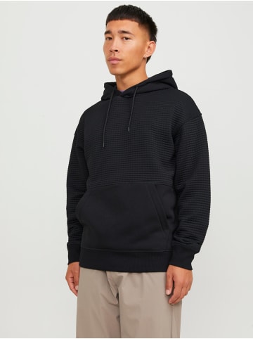 Jack & Jones Struktur Hoodie Kapuzen Pullover JCOBLACK in Schwarz