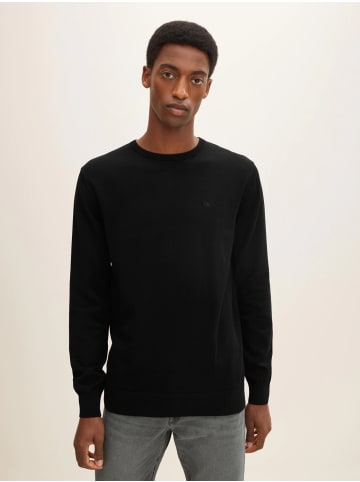 Tom Tailor Feinstrick Basic Pullover Rundhals Sweater in Schwarz-2