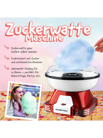 Gourmet Maxx Zuckerwatte-Maschine 500W rot/weiß Weiß