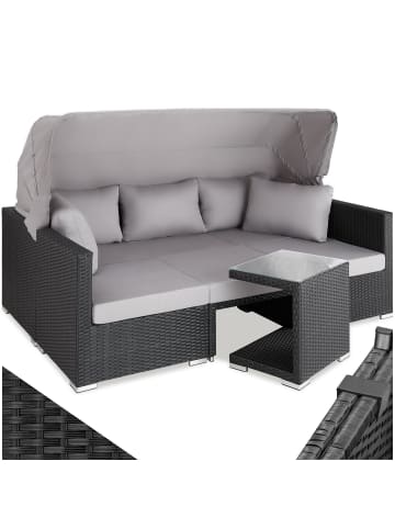 tectake Rattan Sitzgruppe, Sicherheitsglasplatte, für 5 bis 6 Personen