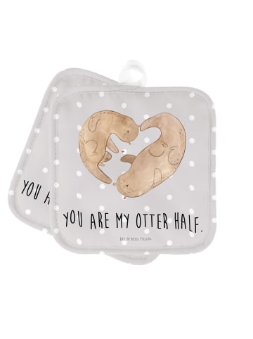 Mr. & Mrs. Panda Topfuntersetzer Otter Herz mit Spruch in Grau Pastell