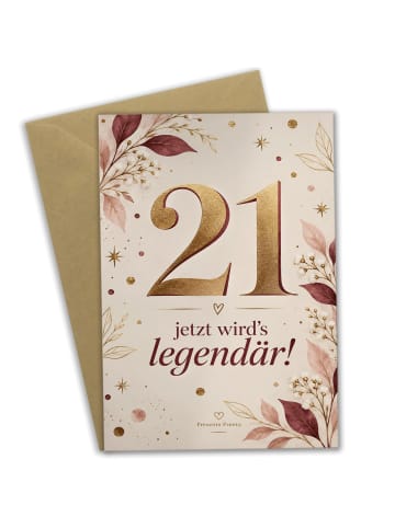 Glückwunschkarte Geburtstag 21. Geburtstag Zahl... in Weiß