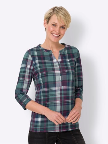 Sieh an! 3/4-Arm-Shirt in jade-petrol-kariert