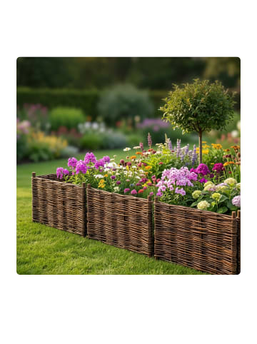 relaxdays 2 x Beeteinfassung in Braun - (B)60 x (H)30 cm