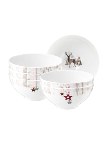 Seltmann Weiden 6er Set Schüssel Life Christmas ø 15,5 cm weiß-braun in weiß-braun