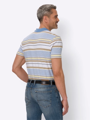 Sieh an! Kurzarm-Poloshirt in weiß-geringelt