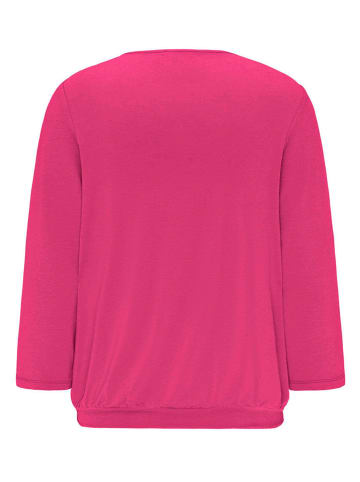 GOLDNER Kurzgröße:  Blusenshirt Chiffon-Shirt mit 3/4-Arm, Rundhals in pink