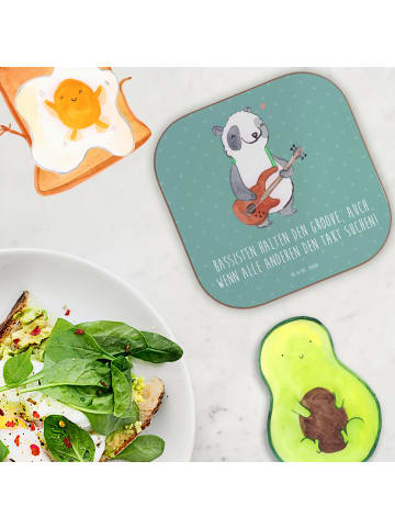 Mr. & Mrs. Panda Bierdeckel Bassgitarre Groove mit Spruch in Meeresbrise