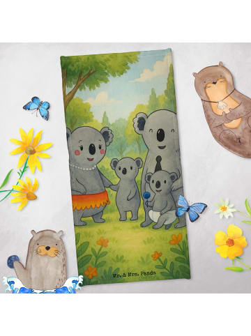 Mr. & Mrs. Panda Badehandtuch Koala Familie Design ohne Spruch in Grau Pastell