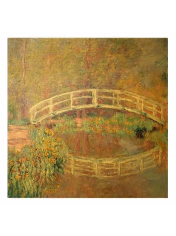WALLART Leinwandbild Gold - Claude Monet - Brücke Monets Garten in Bunt