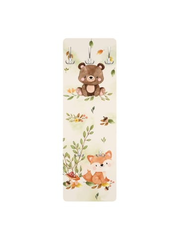 WALLART Garderobe - Waldtiere Herbst Fuchs Bär Eichhörnchen Waschbär in Bunt