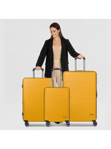 Franky Dallas 3.0 4 Rollen Kofferset 3-teilig mit Dehnfalte in yellow