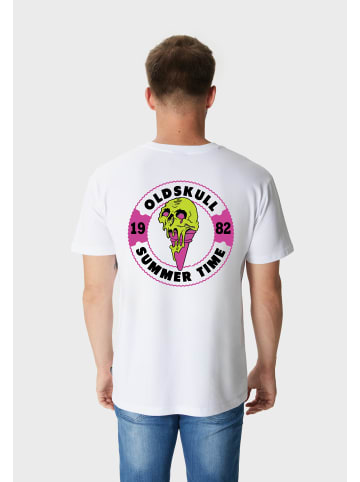 OLDSKULL T-Shirt Wrldvibe Ice Green Logo Graphic in White