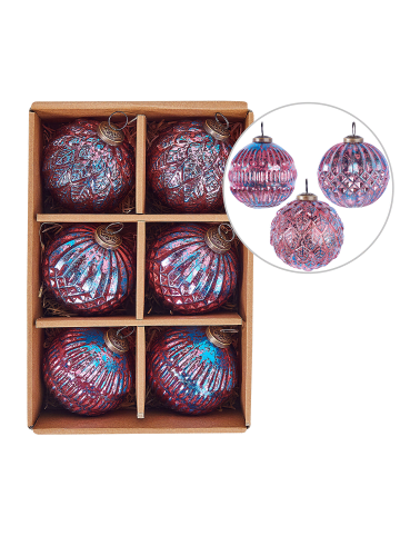 Beliani 6er-Set Weihnachtsbaumkugeln ASTRAL in Rosa/Blau
