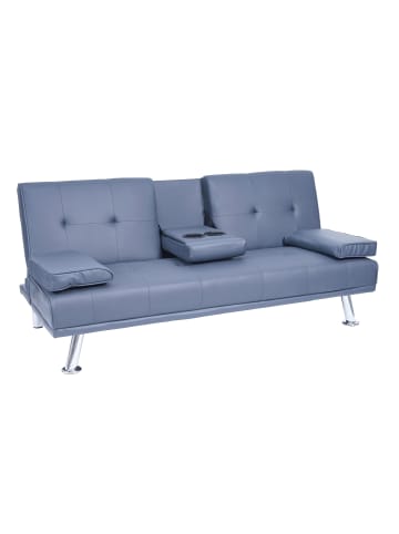 MCW 3er-Sofa F60 mit Tassenhalter, Kunstleder, dunkelblau